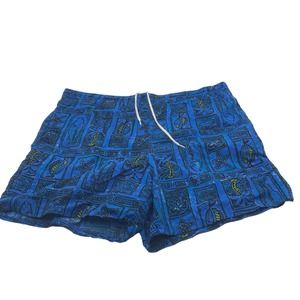 Vintage Men's Sea Wave Swim Trunks Shorts Blue Tropical Size L